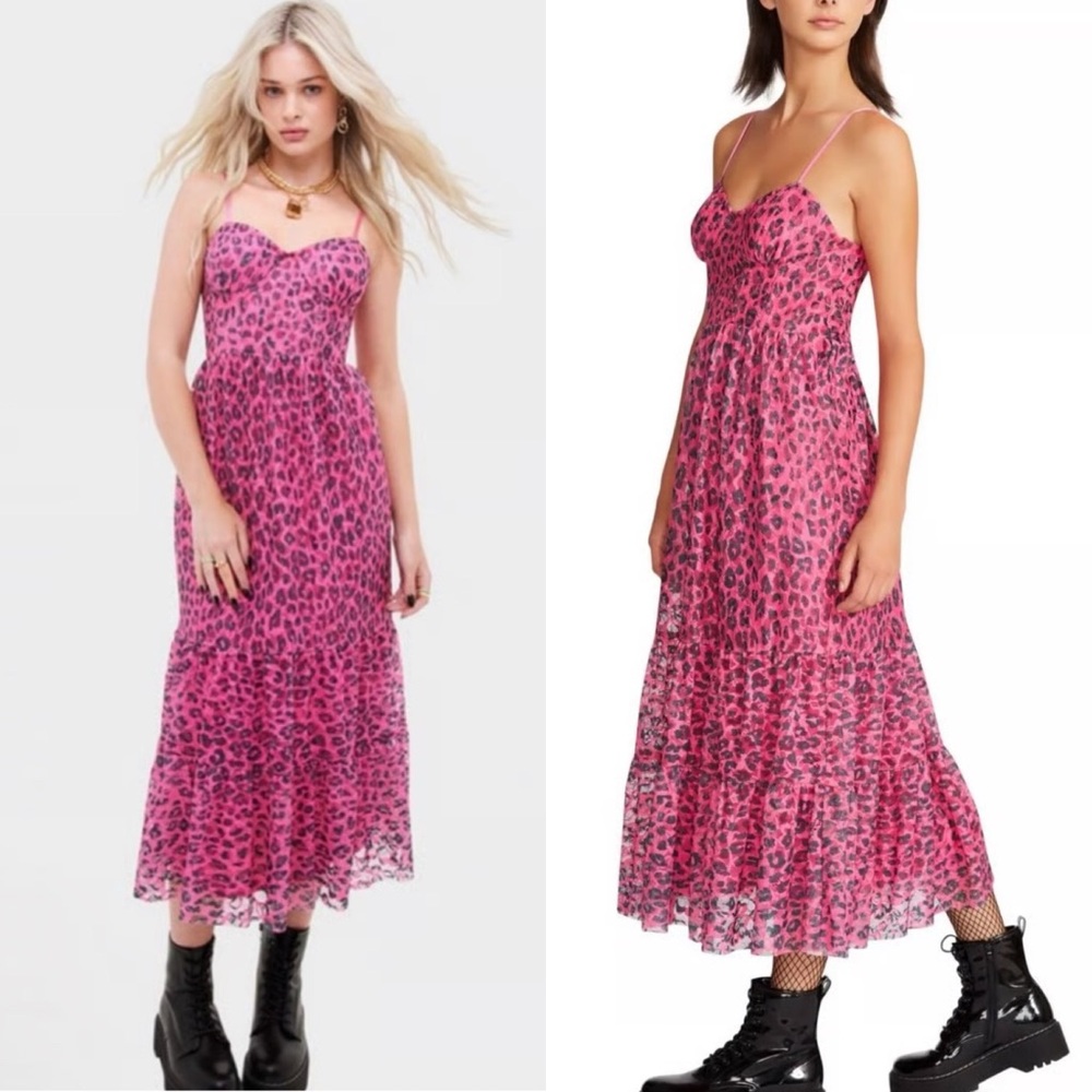 BETSEY JOHNSON Pink Animal Print Wild N Out Corset Dress Size 6